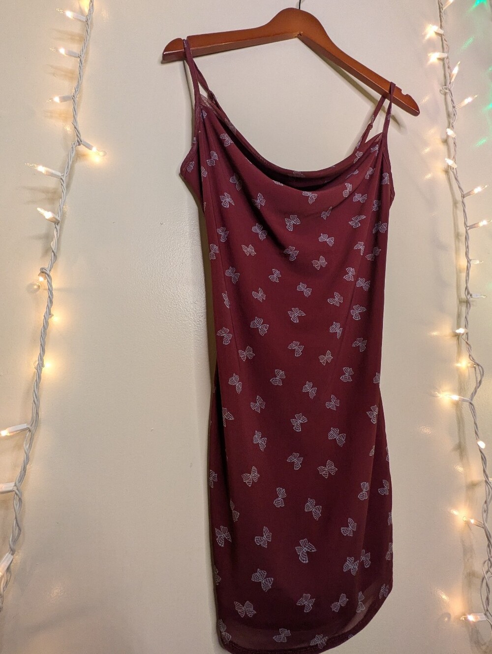Forever 21 Maroon Butterfly Print Slip Dress - Size M